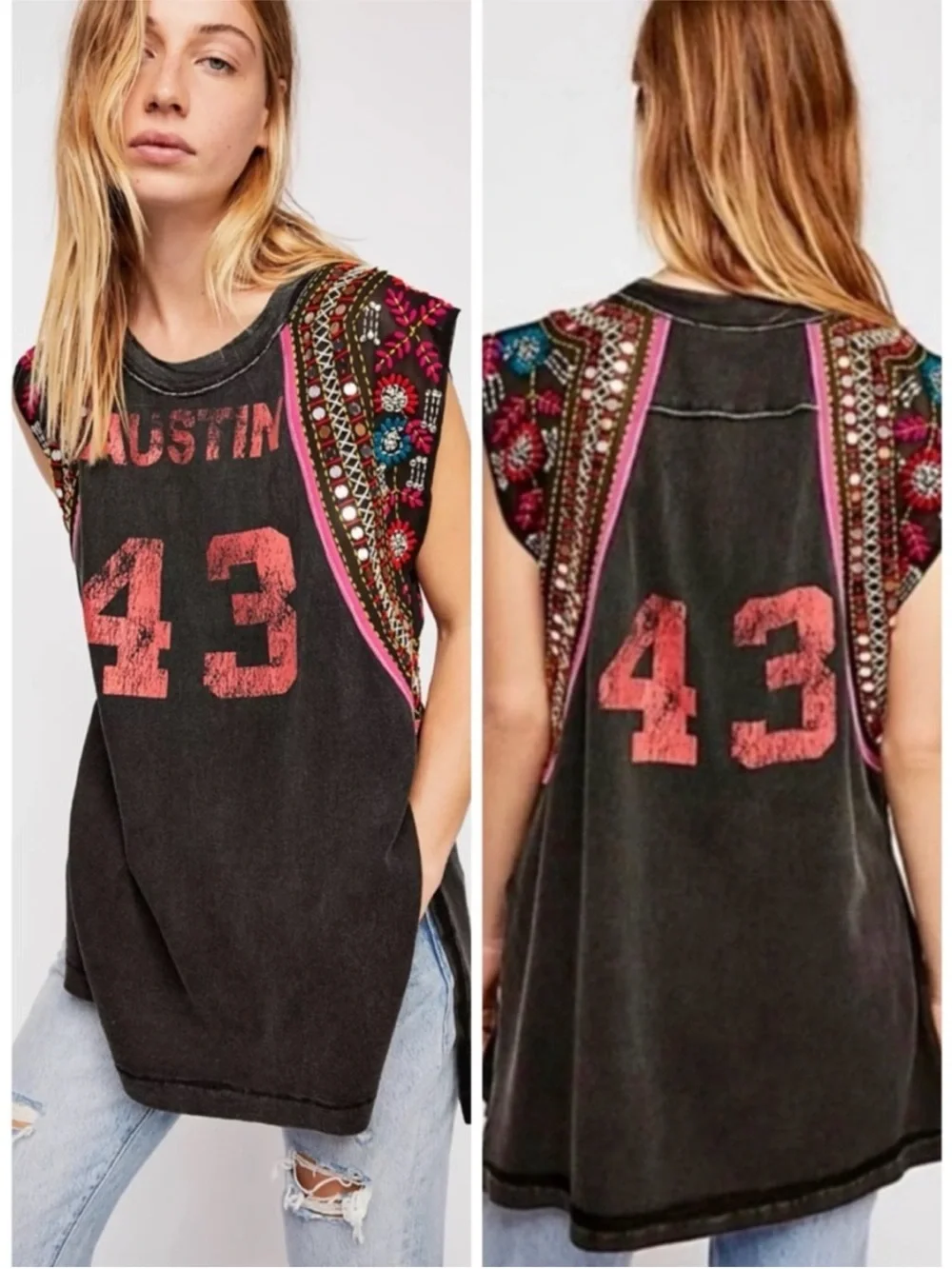 NWOT Free People We the Free Summer Nights Austin Tee. Size Medium